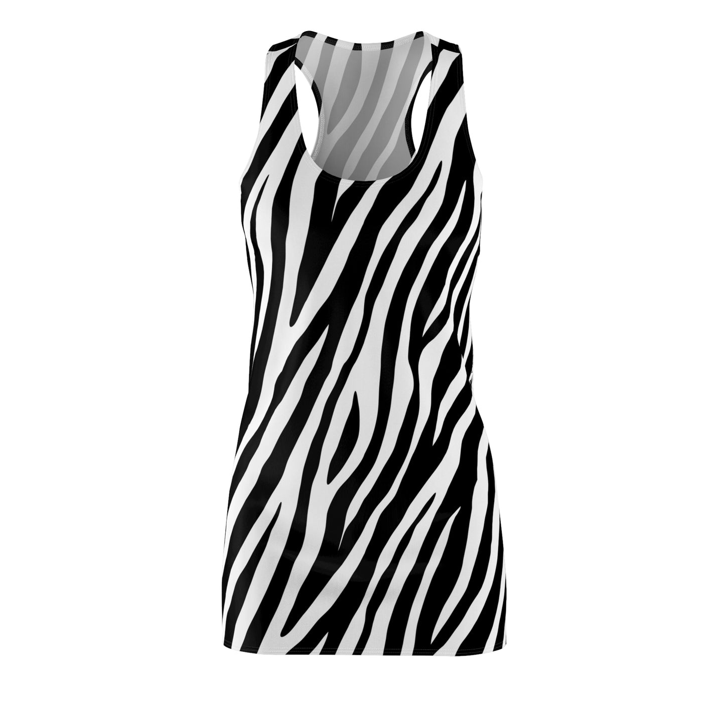 Zebra Print Racerback Dress — Black & White Animal Stripe Sundress