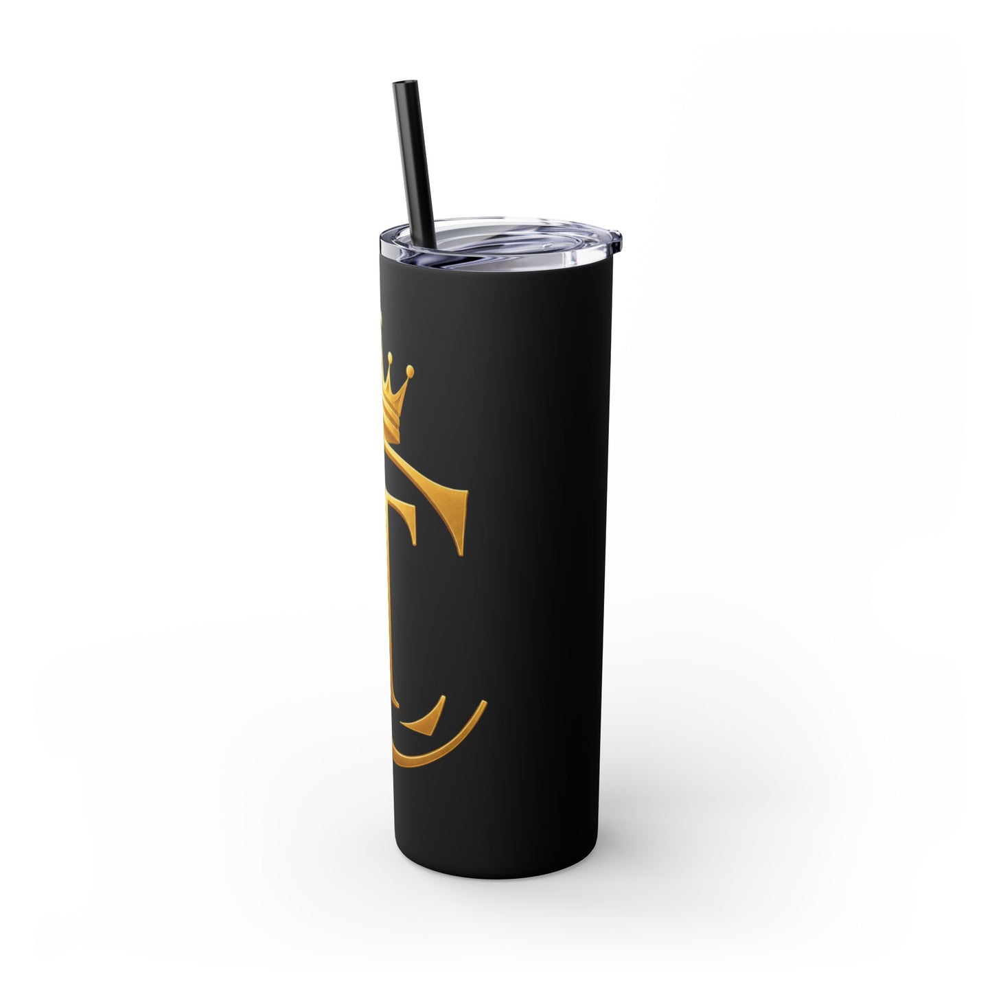 The Chic Co. Gold Crown Monogram Skinny Tumbler 20oz — Gold Stainless Straw