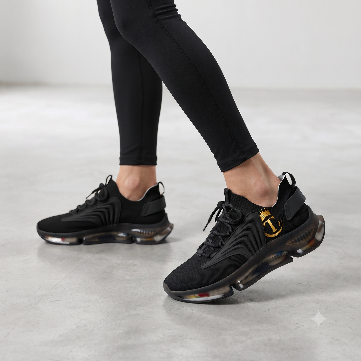 The Chic Co. Gold Crown Monogram Sneakers (women's)