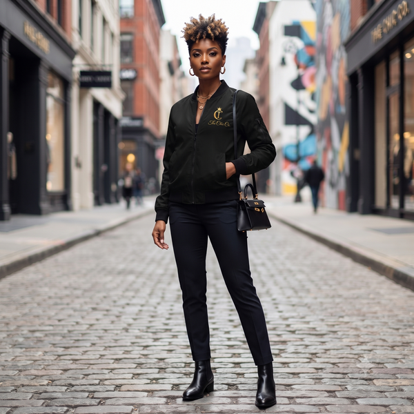 Embroidered Gold Crest Women's Bomber Jacket