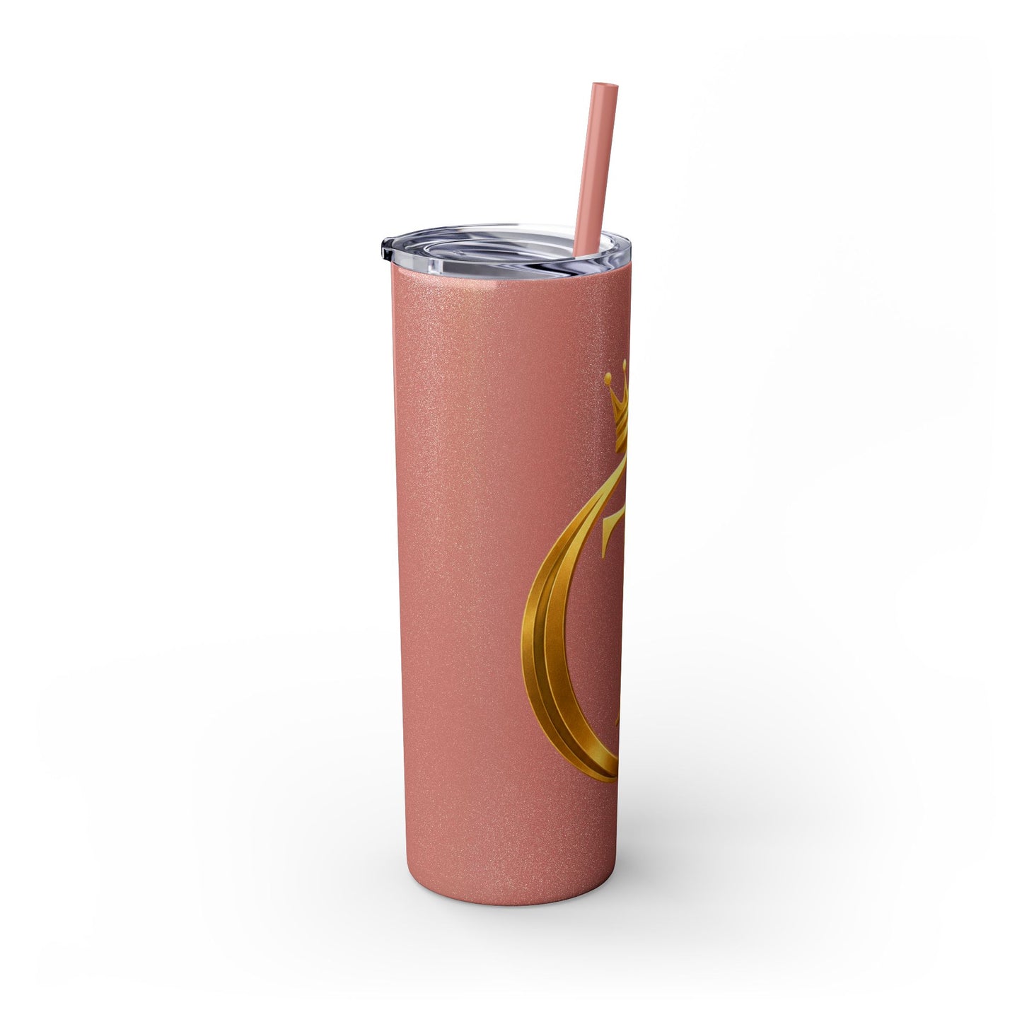 The Chic Co. Gold Crown Monogram Skinny Tumbler 20oz — Gold Stainless Straw