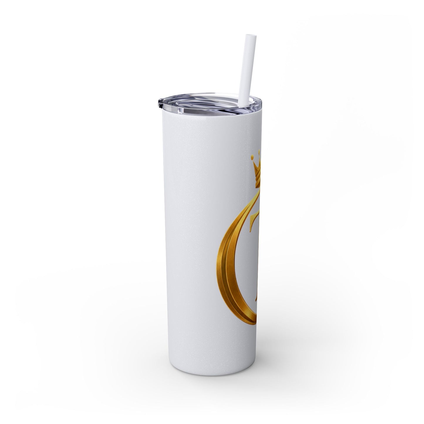 The Chic Co. Gold Crown Monogram Skinny Tumbler 20oz — Gold Stainless Straw