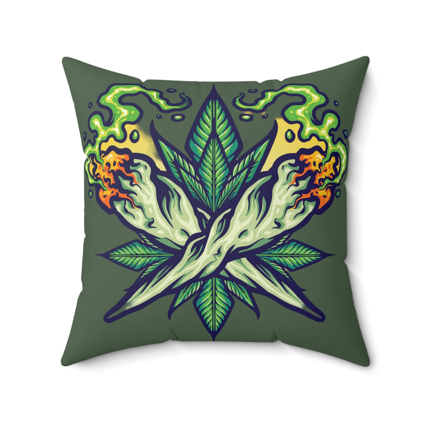 Cannabis Leaf Throw Pillow — Bold Graphic Decorative Cushion