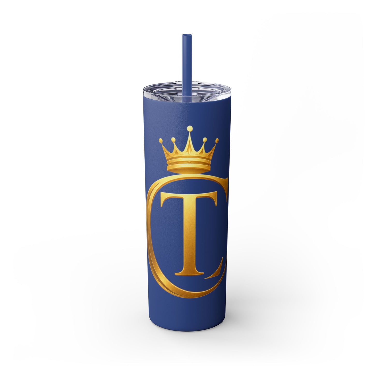The Chic Co. Gold Crown Monogram Skinny Tumbler 20oz — Gold Stainless Straw