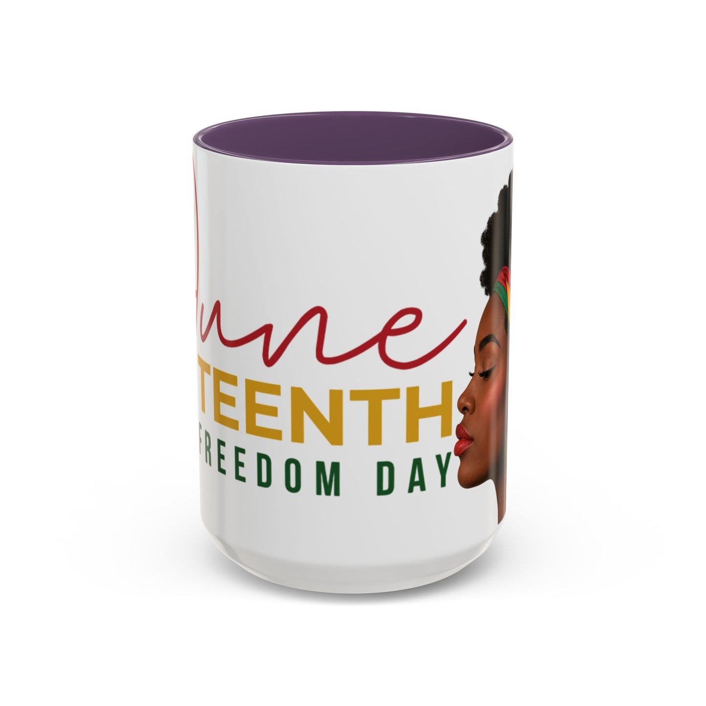 Juneteenth Coffee Mug — Black Woman Portrait "Juneteenth Freedom Day" Accent Mug
