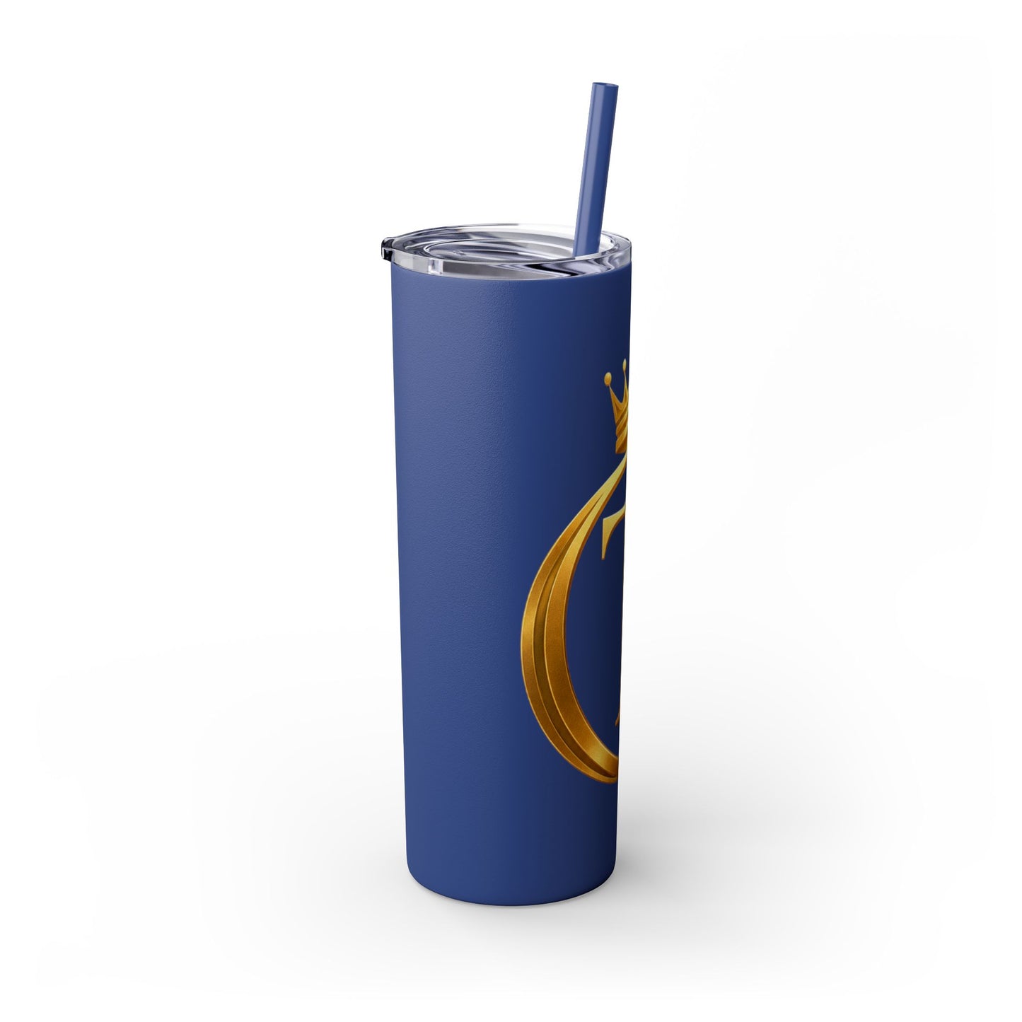 The Chic Co. Gold Crown Monogram Skinny Tumbler 20oz — Gold Stainless Straw