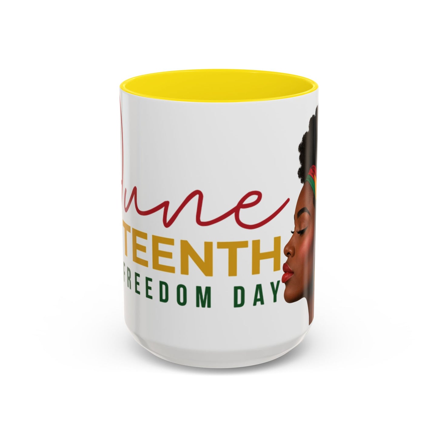 Juneteenth Coffee Mug — Black Woman Portrait "Juneteenth Freedom Day" Accent Mug
