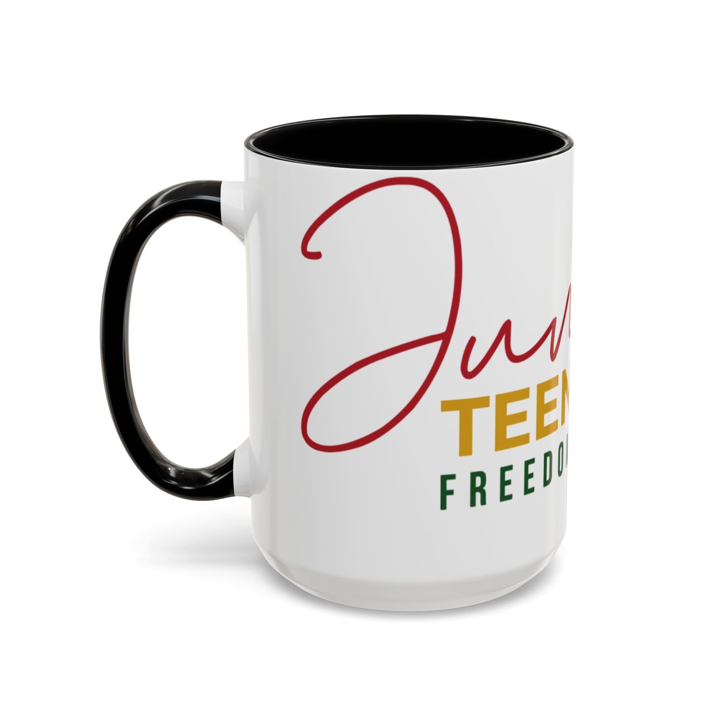 Juneteenth Coffee Mug — Black Woman Portrait "Juneteenth Freedom Day" Accent Mug