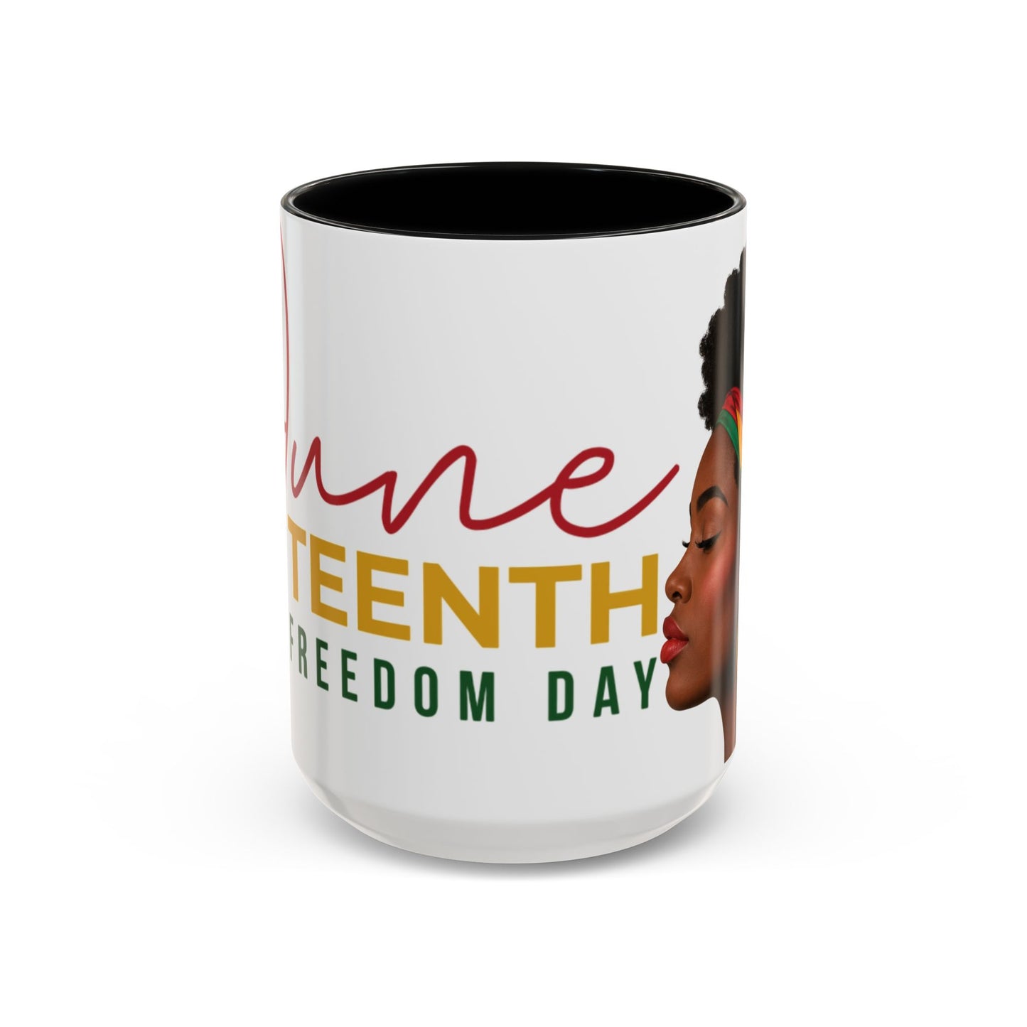 Juneteenth Coffee Mug — Black Woman Portrait "Juneteenth Freedom Day" Accent Mug