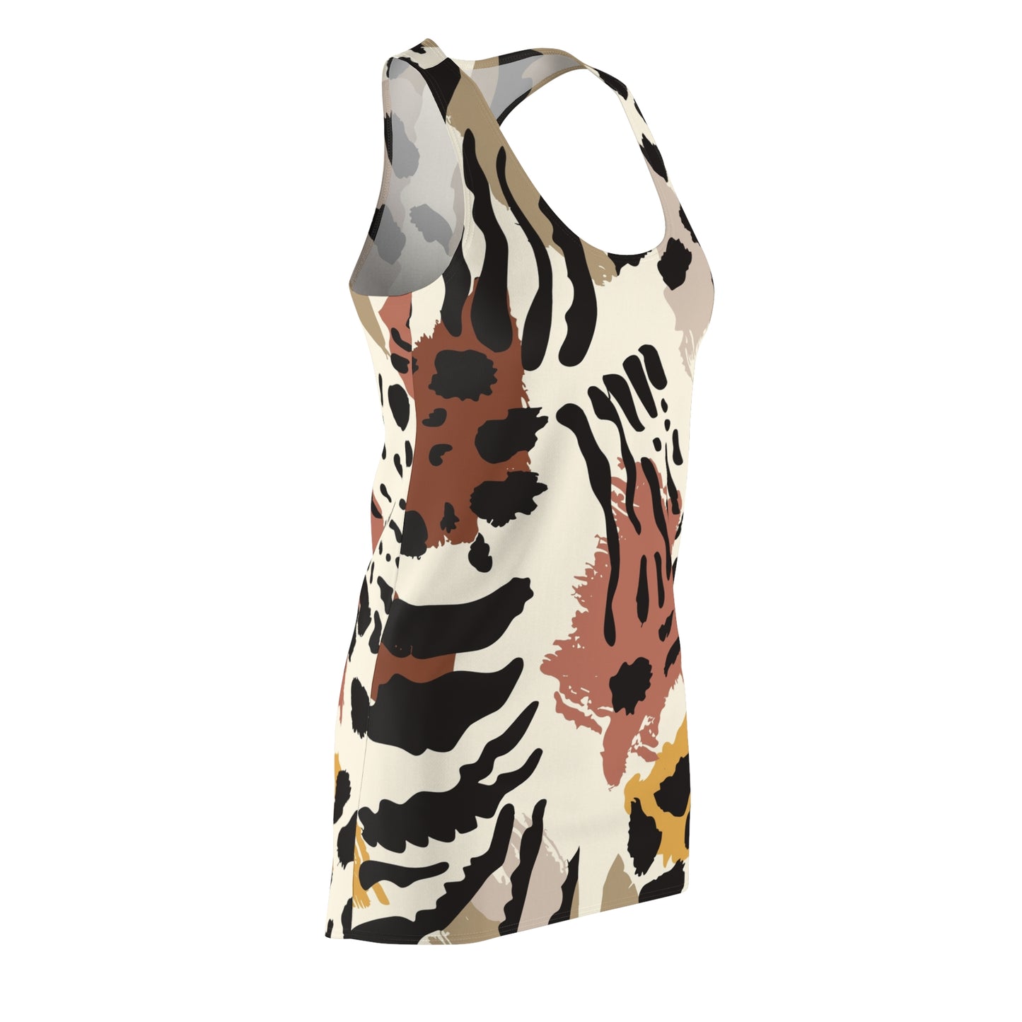 Racerback Dress — Abstract Earth-Tone Animal Print