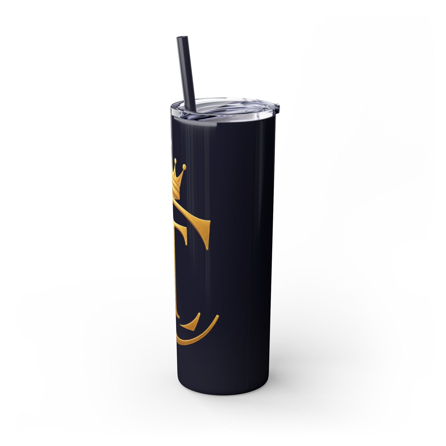 The Chic Co. Gold Crown Monogram Skinny Tumbler 20oz — Gold Stainless Straw