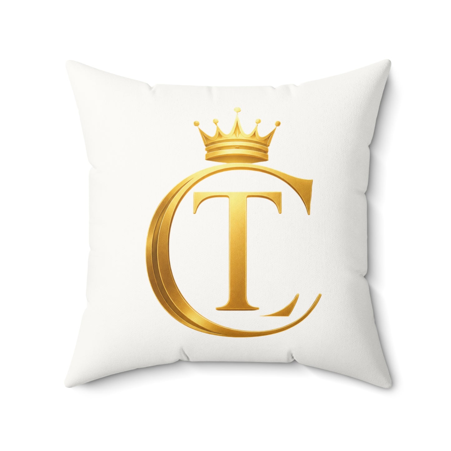 The Chic Co. Gold Crown Monogram Pillow — Faux Suede Square Accent Pillow