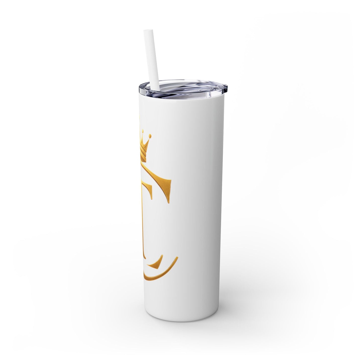 The Chic Co. Gold Crown Monogram Skinny Tumbler 20oz — Gold Stainless Straw