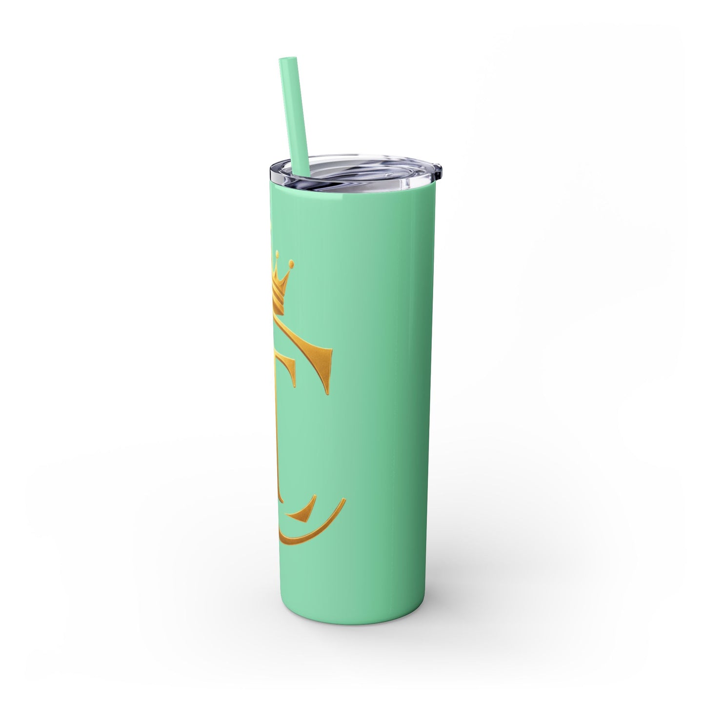 The Chic Co. Gold Crown Monogram Skinny Tumbler 20oz — Gold Stainless Straw