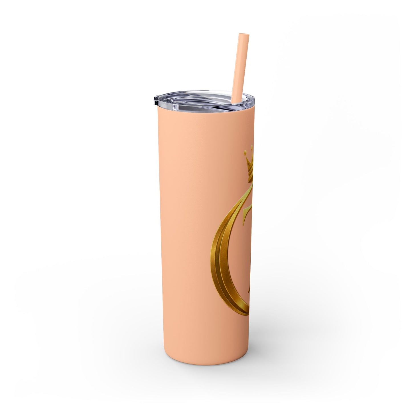 The Chic Co. Gold Crown Monogram Skinny Tumbler 20oz — Gold Stainless Straw