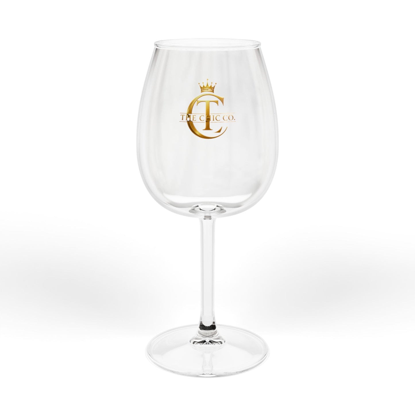 The Chic Co. Signature Gold Crown Monogram Wine Glass — 12oz Stemmed Glass