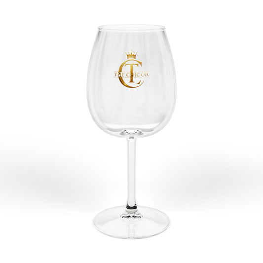 The Chic Co. Signature Gold Crown Monogram Wine Glass — 12oz Stemmed Glass