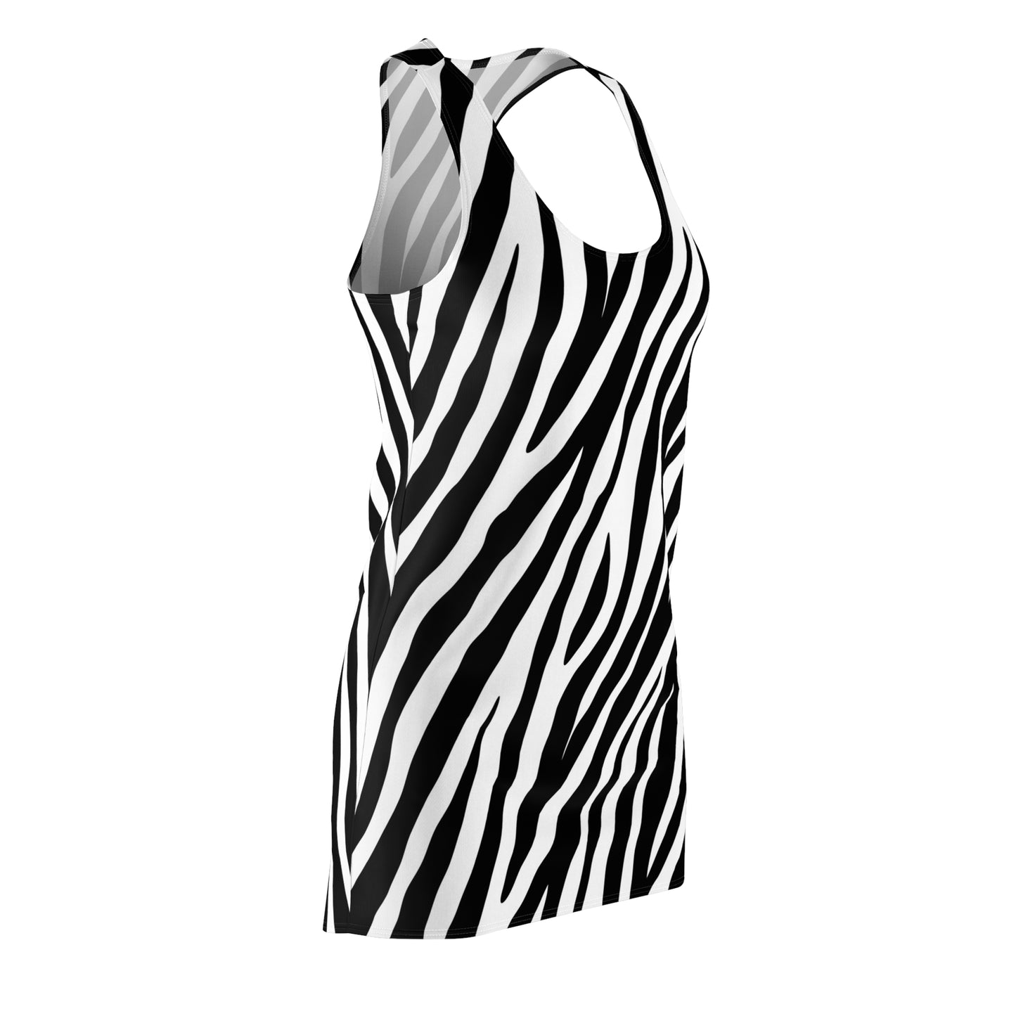 Zebra Print Racerback Dress — Black & White Animal Stripe Sundress