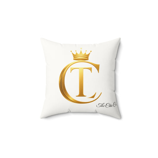 The Chic Co. Gold Crown Monogram Pillow — Faux Suede Square Accent Pillow