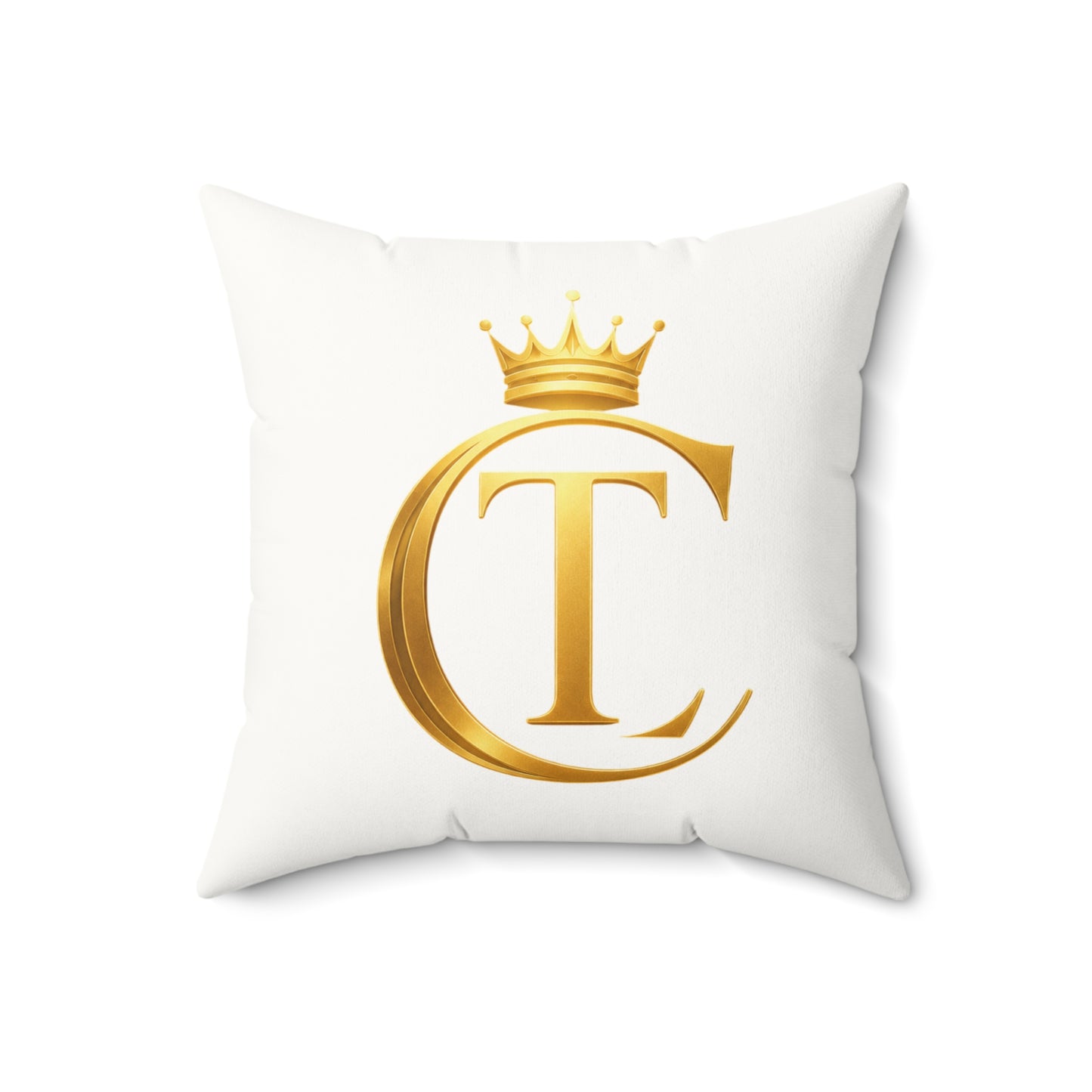 The Chic Co. Gold Crown Monogram Pillow — Faux Suede Square Accent Pillow