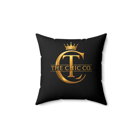 Faux Suede Pillow — The Chic Co. Signature Gold Crown Logo Accent Pillow