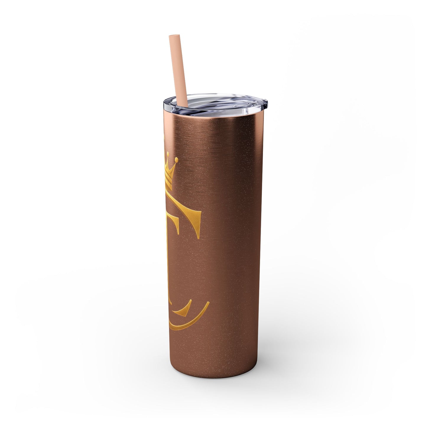 The Chic Co. Gold Crown Monogram Skinny Tumbler 20oz — Gold Stainless Straw