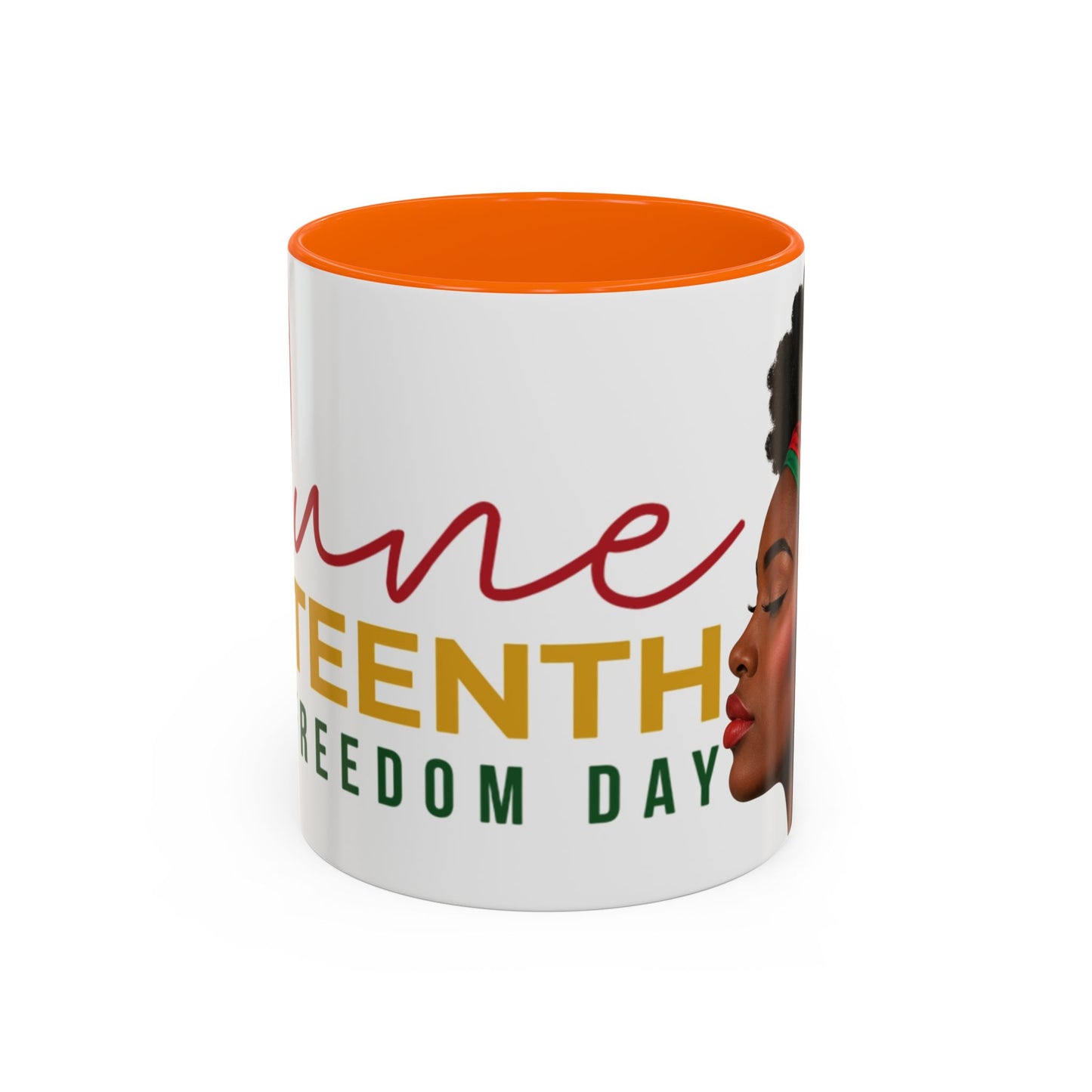 Juneteenth Coffee Mug — Black Woman Portrait "Juneteenth Freedom Day" Accent Mug