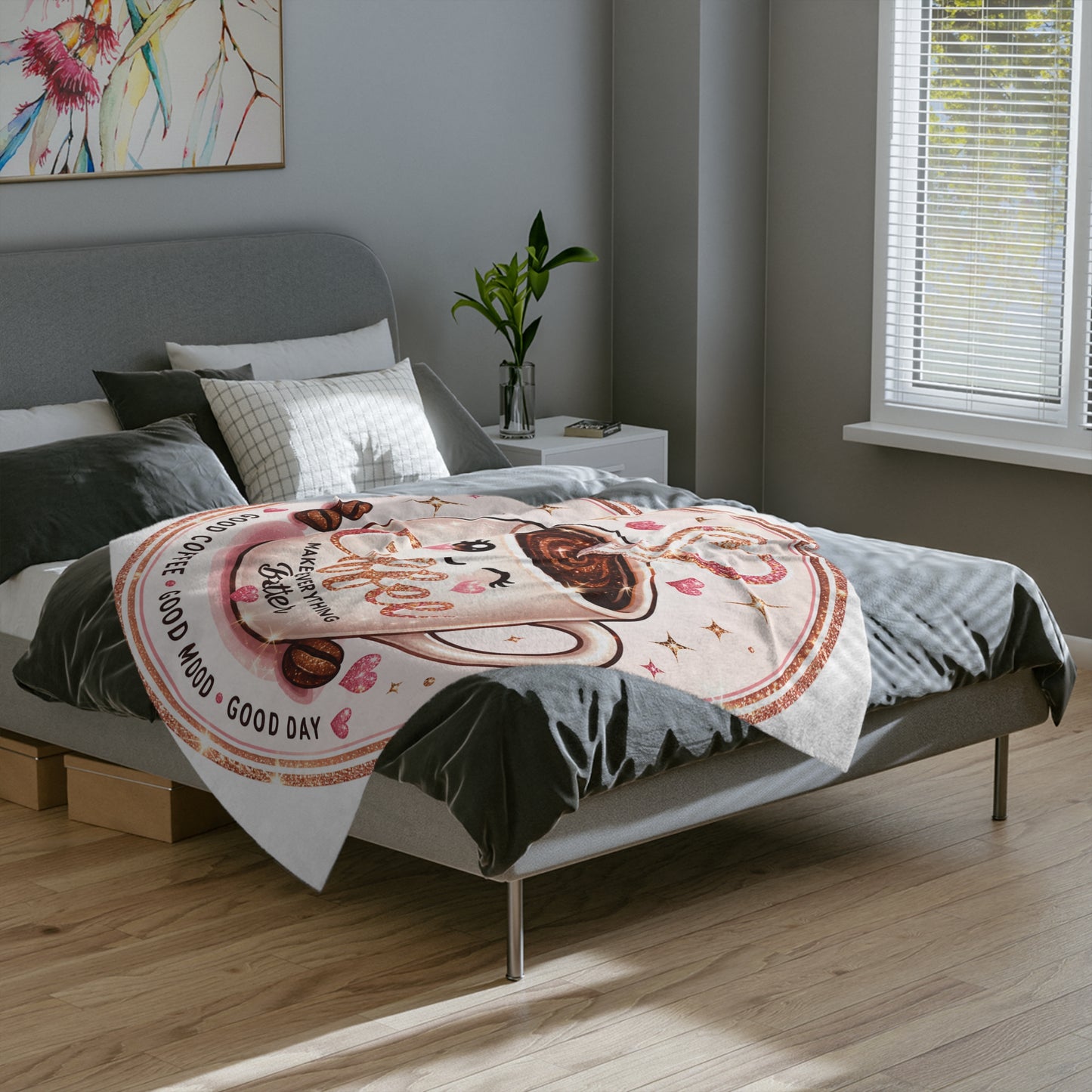 Cozy Coffee Lover Velveteen Blanket — Soft Plush Throw for Relaxing Days