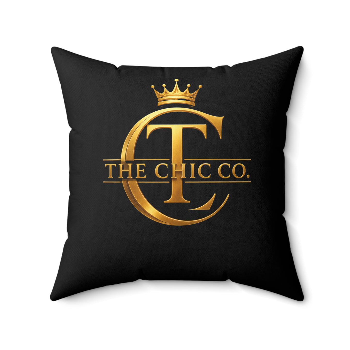 Faux Suede Pillow — The Chic Co. Signature Gold Crown Logo Accent Pillow