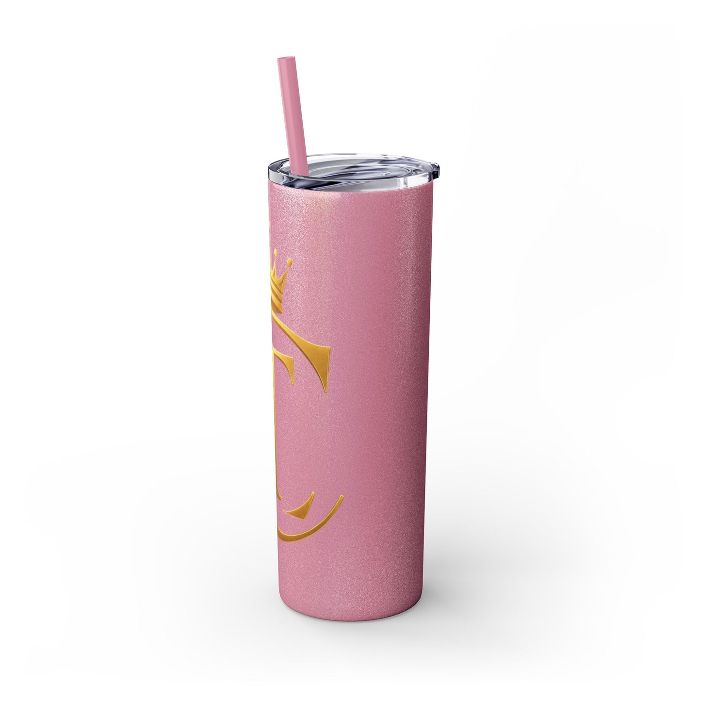 The Chic Co. Gold Crown Monogram Skinny Tumbler 20oz — Gold Stainless Straw