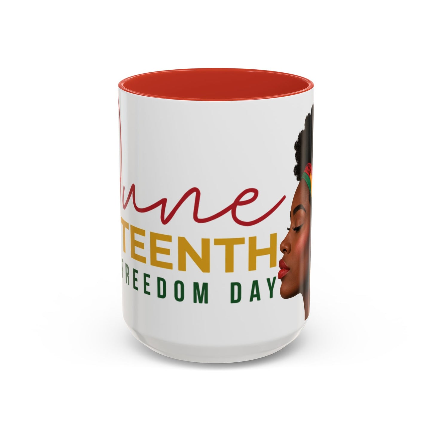 Juneteenth Coffee Mug — Black Woman Portrait "Juneteenth Freedom Day" Accent Mug