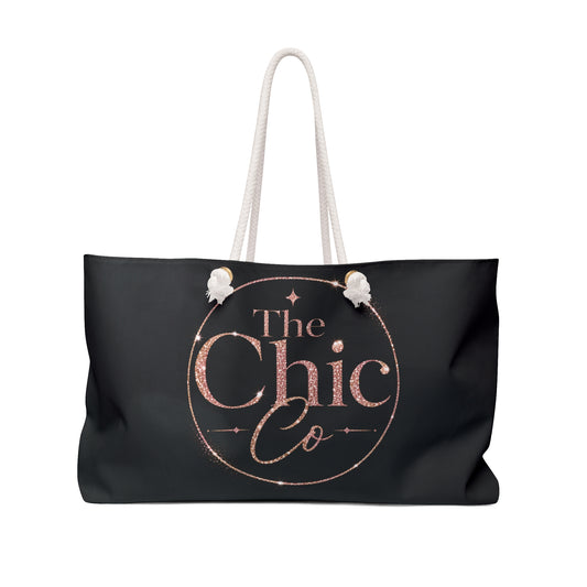 Chic Co. Black and Rose Gold Weekender Bag —Travel Tote