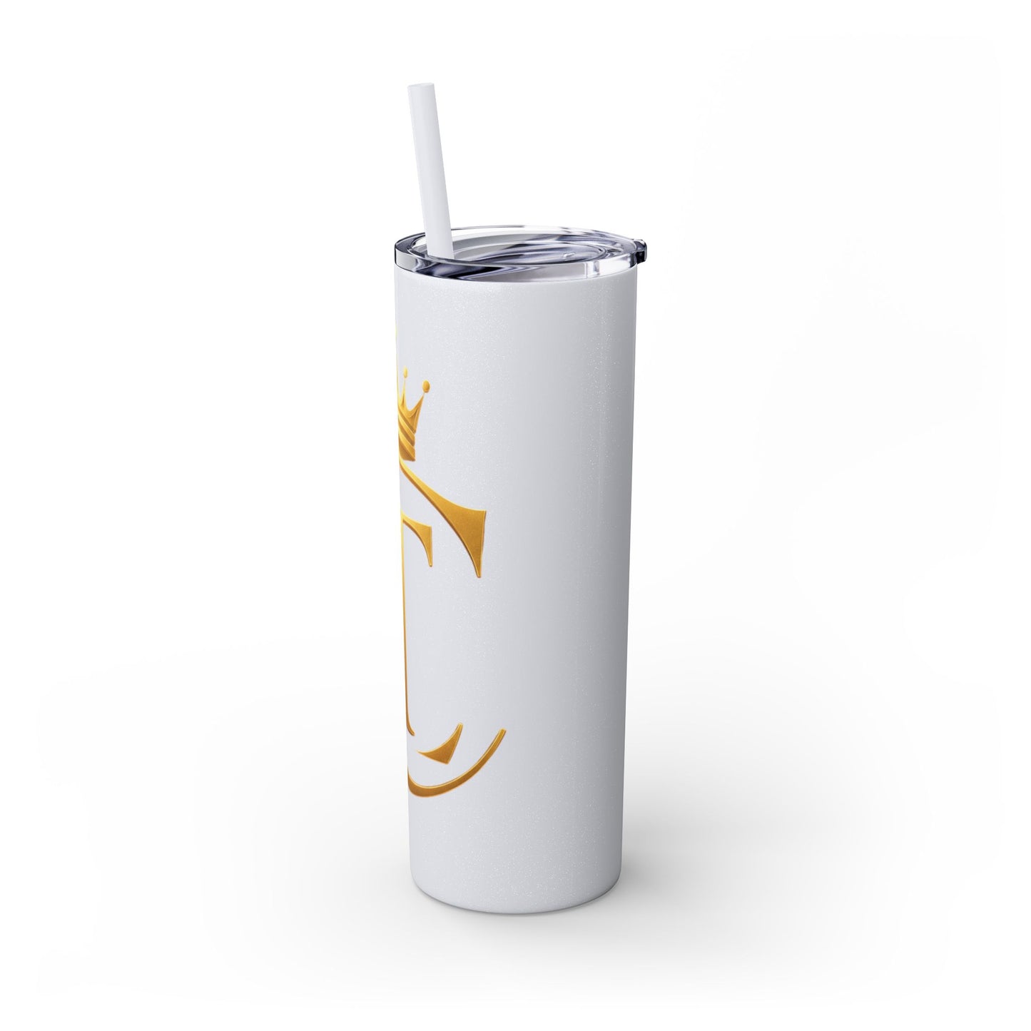 The Chic Co. Gold Crown Monogram Skinny Tumbler 20oz — Gold Stainless Straw