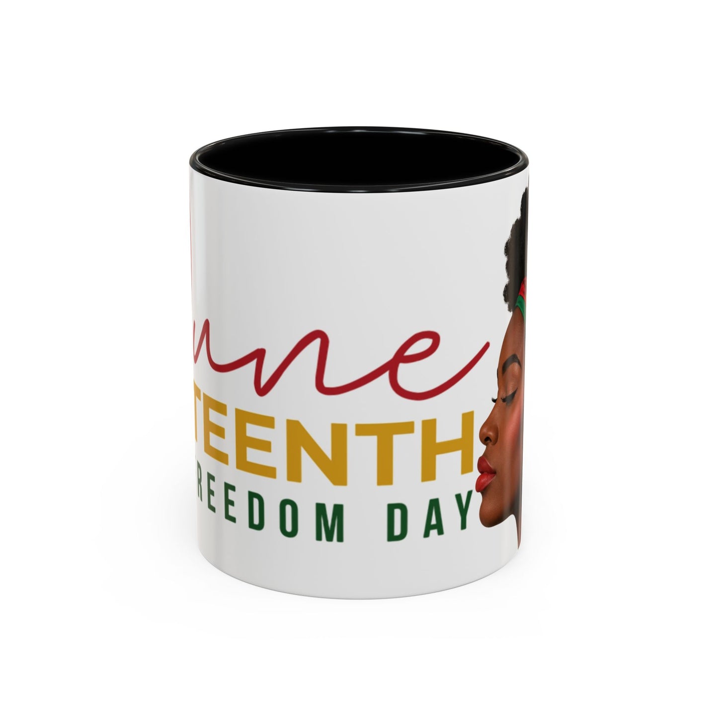 Juneteenth Coffee Mug — Black Woman Portrait "Juneteenth Freedom Day" Accent Mug