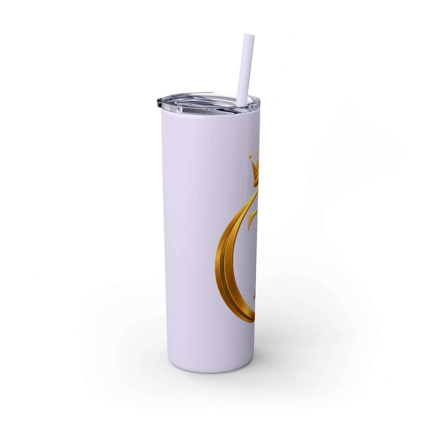 The Chic Co. Gold Crown Monogram Skinny Tumbler 20oz — Gold Stainless Straw