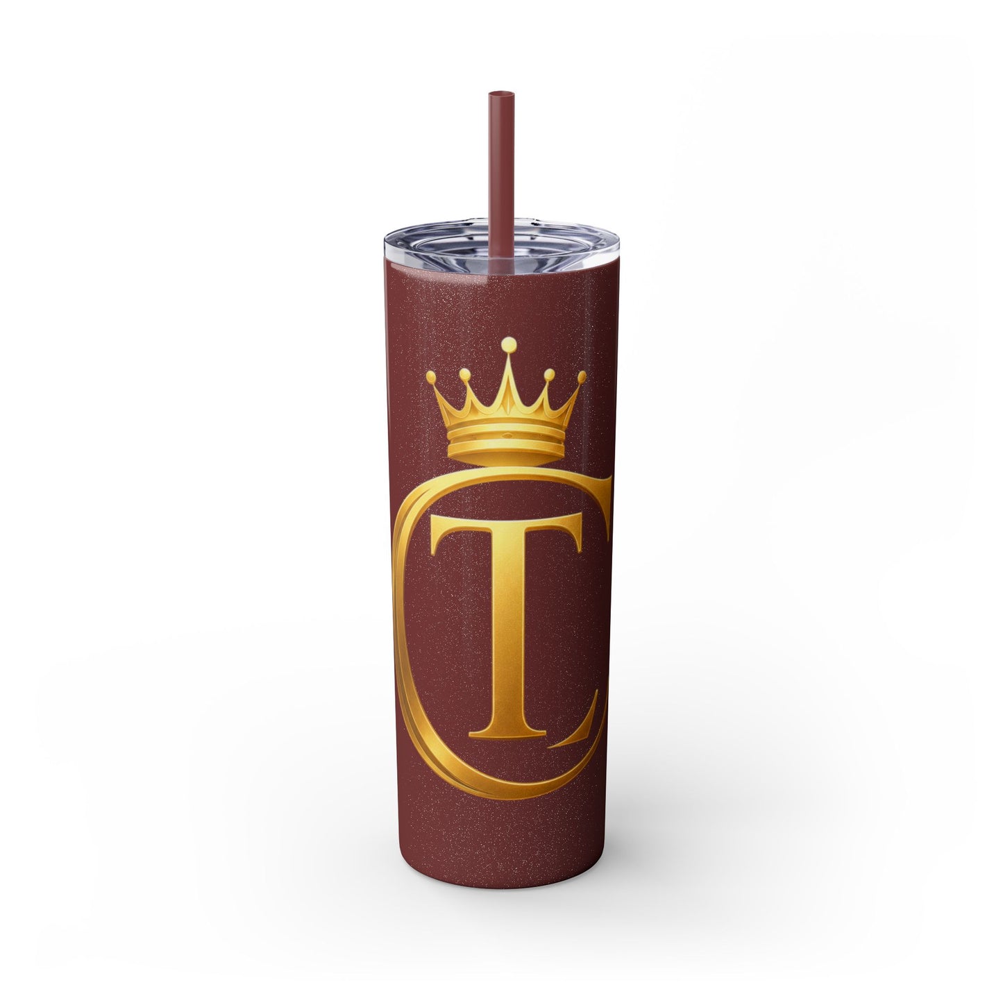 The Chic Co. Gold Crown Monogram Skinny Tumbler 20oz — Gold Stainless Straw