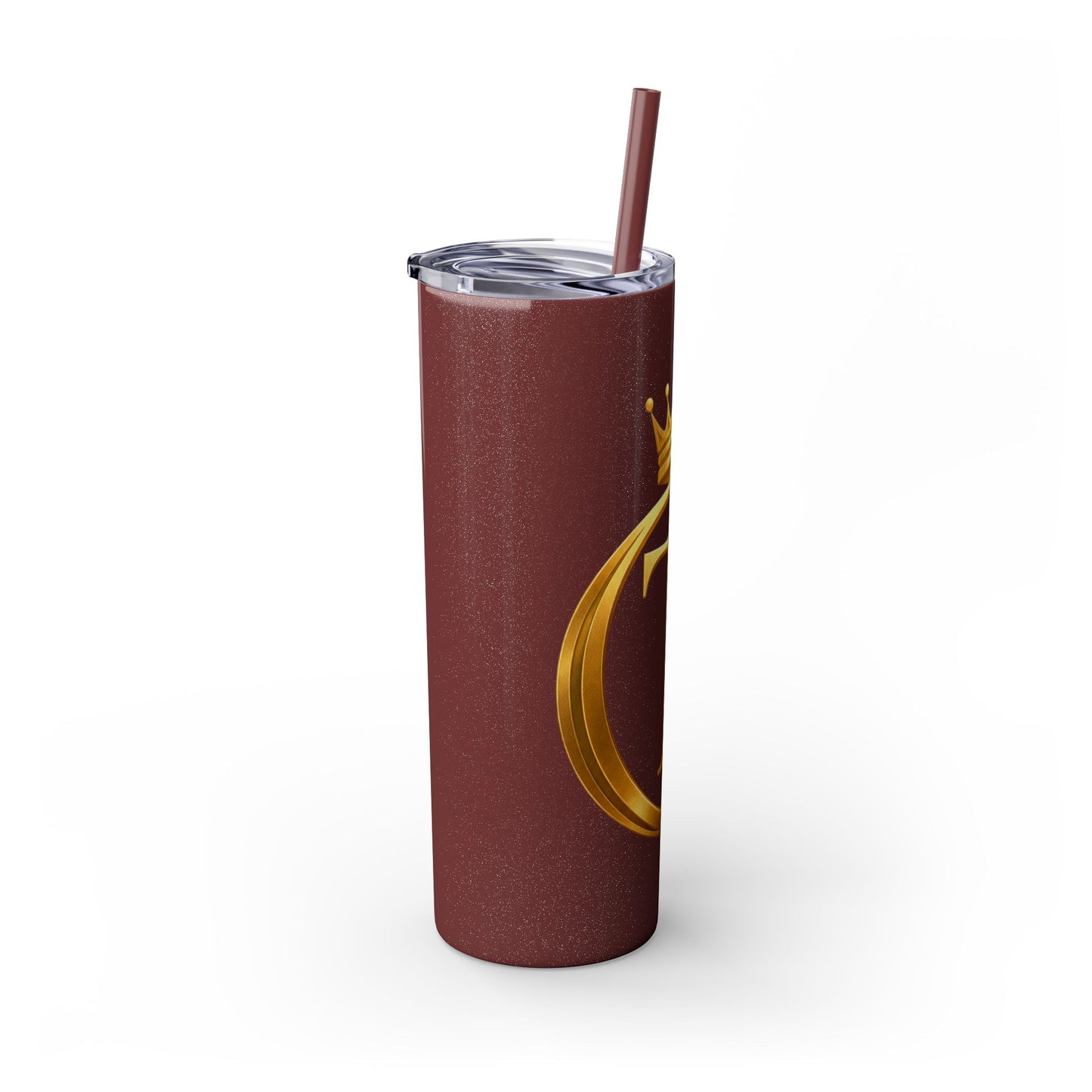 The Chic Co. Gold Crown Monogram Skinny Tumbler 20oz — Gold Stainless Straw