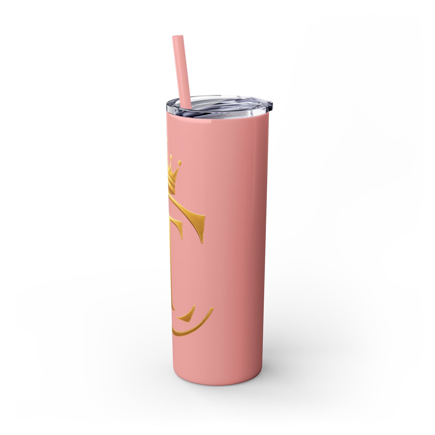 The Chic Co. Gold Crown Monogram Skinny Tumbler 20oz — Gold Stainless Straw