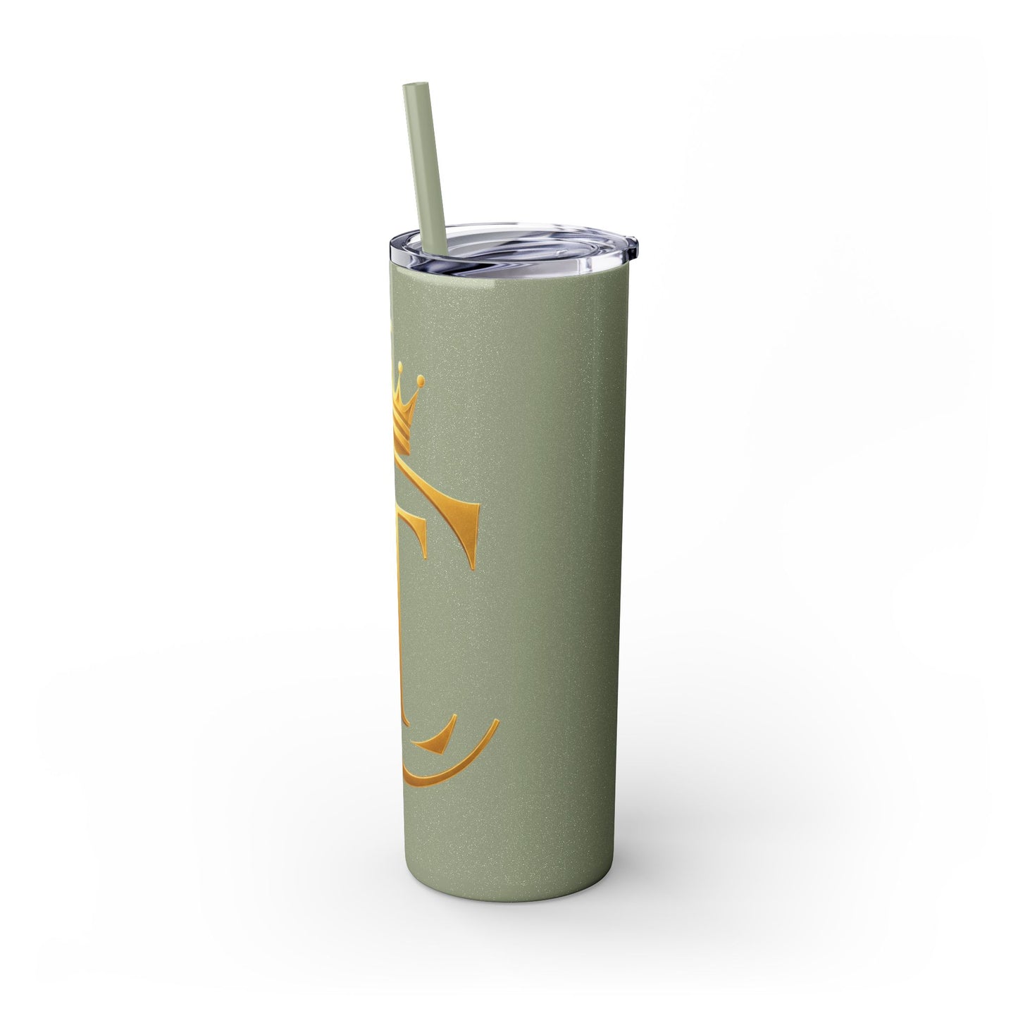 The Chic Co. Gold Crown Monogram Skinny Tumbler 20oz — Gold Stainless Straw