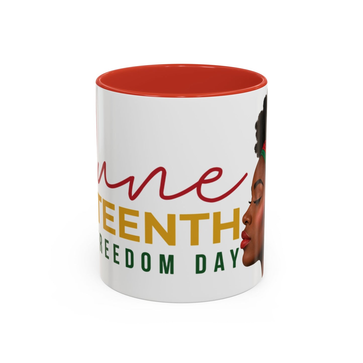 Juneteenth Coffee Mug — Black Woman Portrait "Juneteenth Freedom Day" Accent Mug