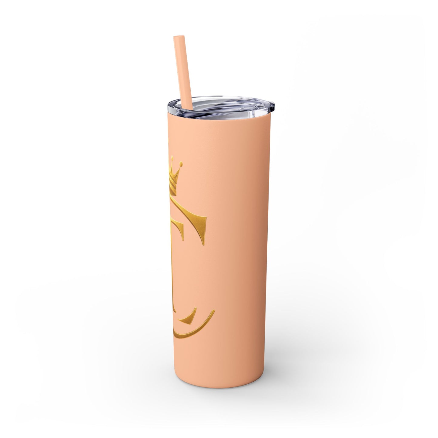 The Chic Co. Gold Crown Monogram Skinny Tumbler 20oz — Gold Stainless Straw