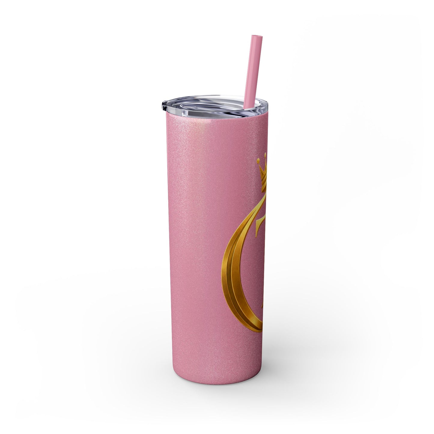 The Chic Co. Gold Crown Monogram Skinny Tumbler 20oz — Gold Stainless Straw