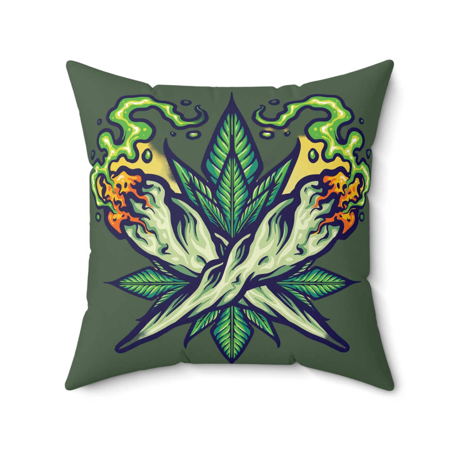 Cannabis Leaf Throw Pillow — Bold Graphic Decorative Cushion