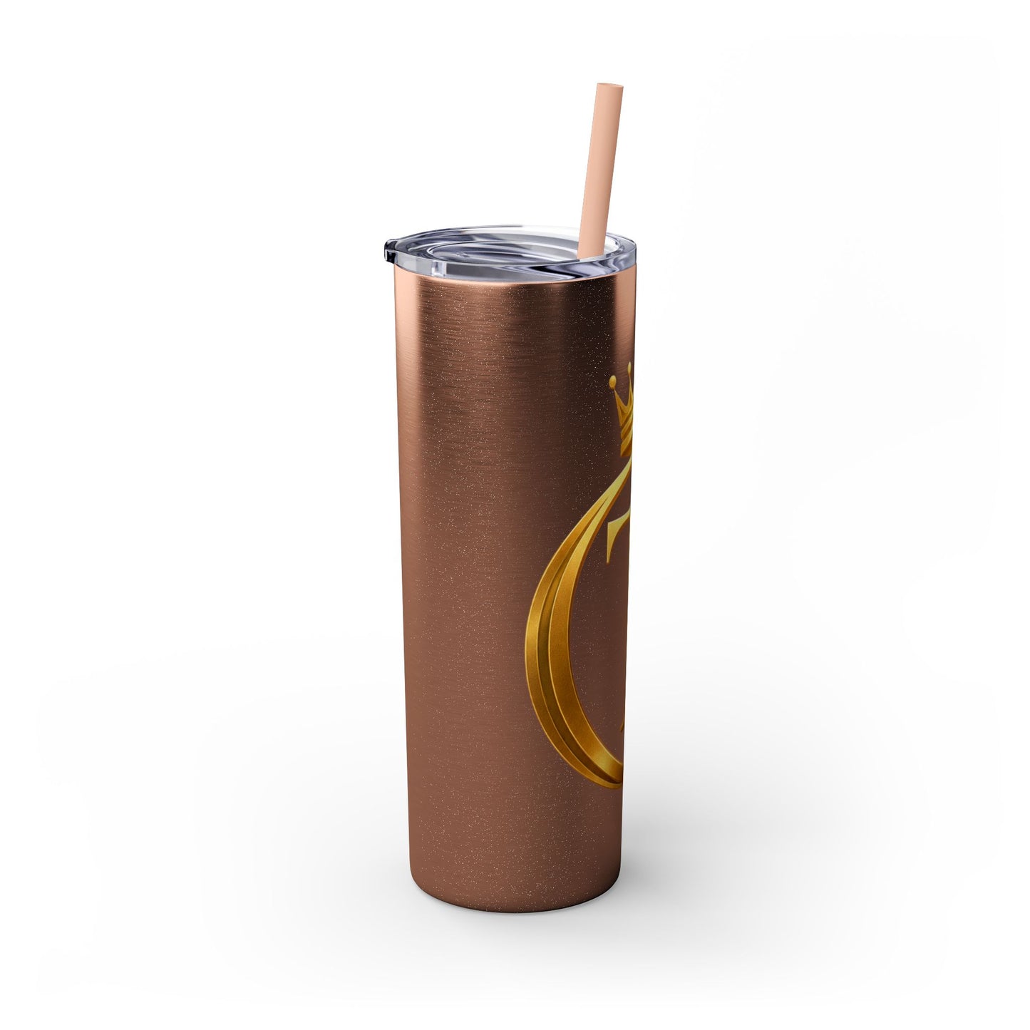 The Chic Co. Gold Crown Monogram Skinny Tumbler 20oz — Gold Stainless Straw