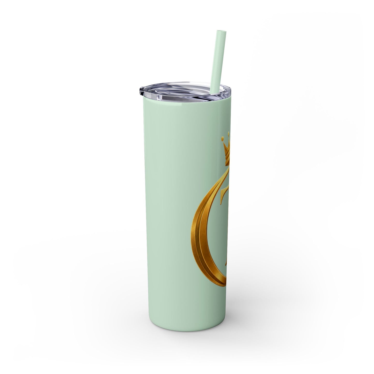 The Chic Co. Gold Crown Monogram Skinny Tumbler 20oz — Gold Stainless Straw