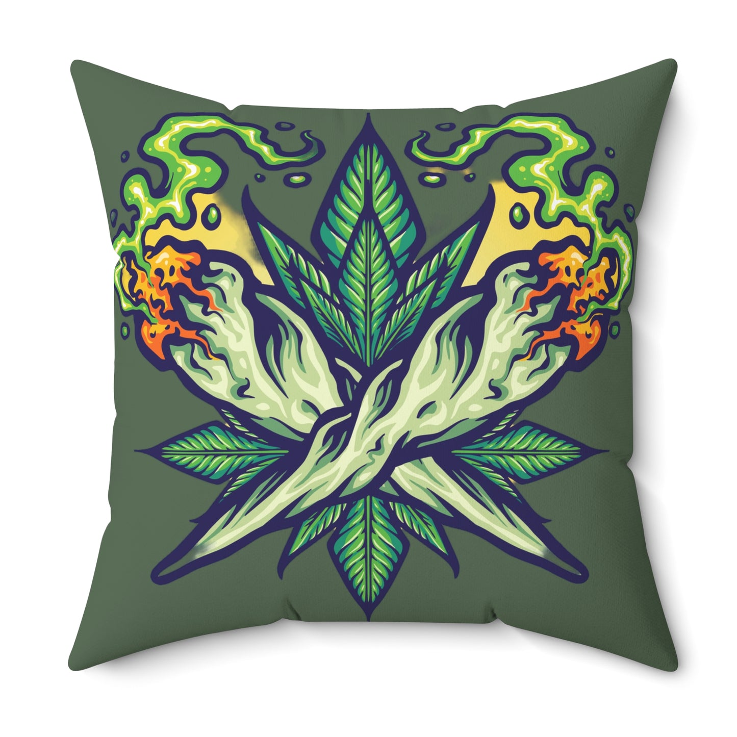 Cannabis Leaf Throw Pillow — Bold Graphic Decorative Cushion