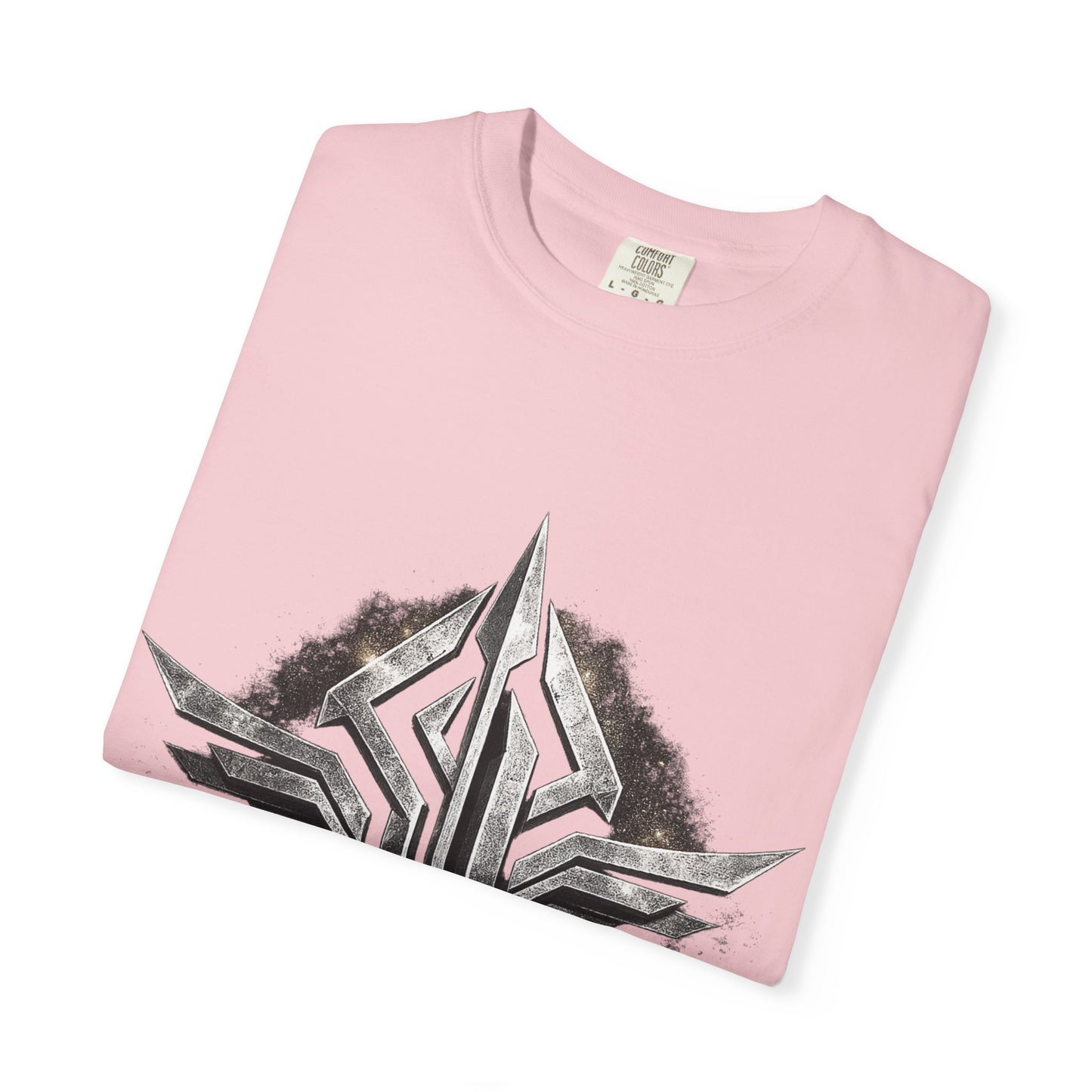 Futuristic Metal Emblem Graphic T‑Shirt
