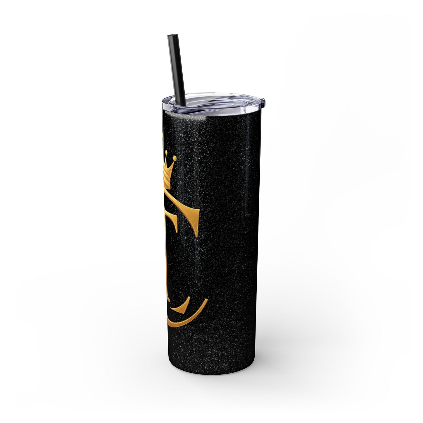 The Chic Co. Gold Crown Monogram Skinny Tumbler 20oz — Gold Stainless Straw