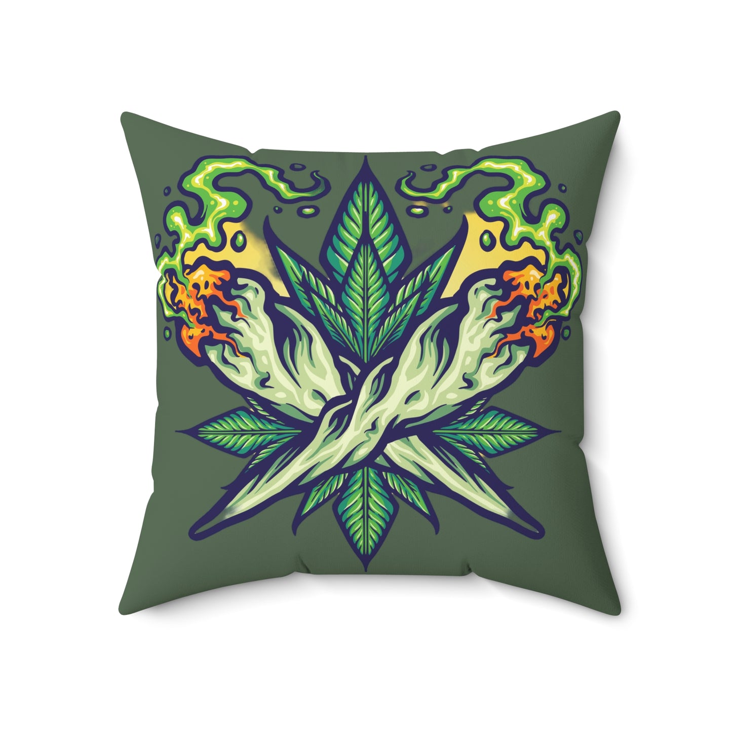 Cannabis Leaf Throw Pillow — Bold Graphic Decorative Cushion