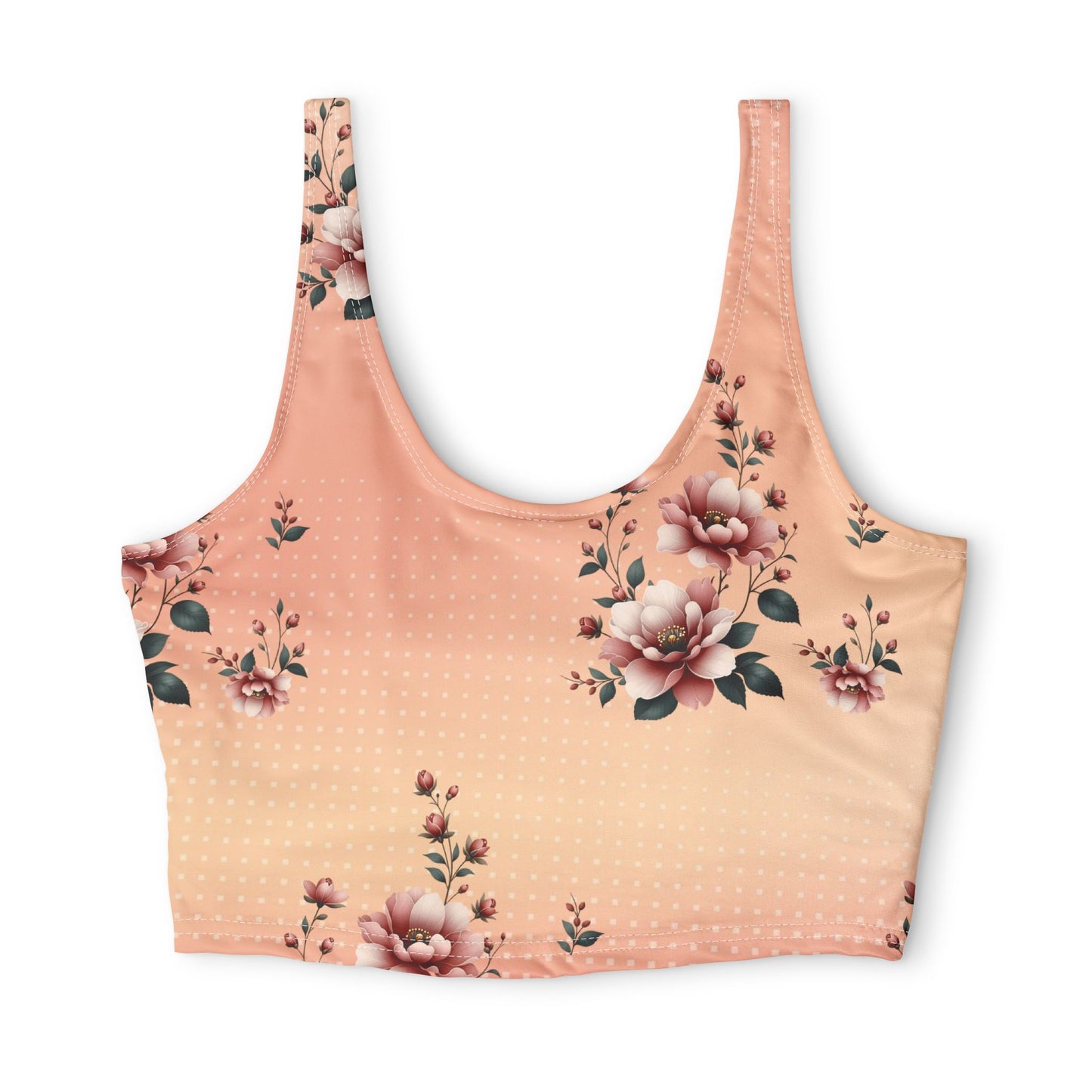 Floral Peach Sports Bra — Vintage Rose Print Activewear